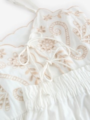 Laura Ashley White 100% Cotton Cami Embroidered Pyjamas - Image 10 of 12