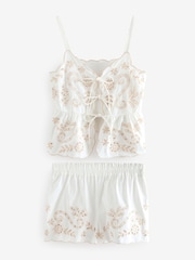 Laura Ashley White 100% Cotton Cami Embroidered Pyjamas - Image 7 of 12