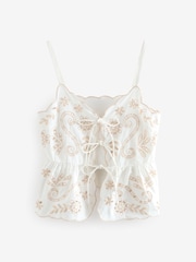 Laura Ashley White 100% Cotton Cami Embroidered Pyjamas - Image 8 of 12