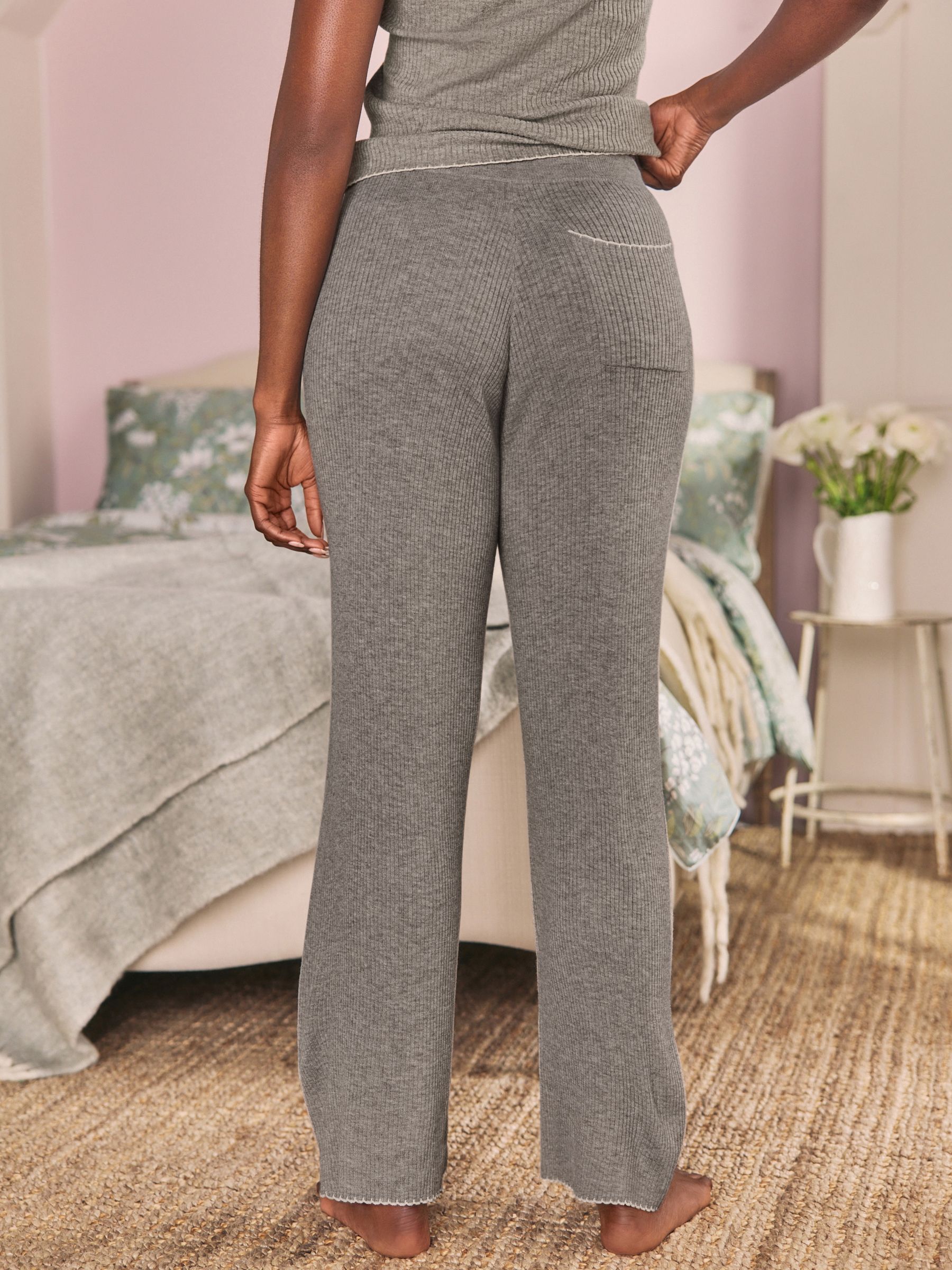 R【新品未使用】house on the hill tee pants Buy Laura Ashley Charcoal Grey Ribbed Wide Leg Lounge Trousers