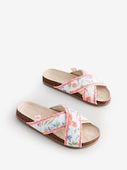 Laura Ashley Coral Pink Cross-Over Scalloped Open Toe Slippers - Image 1 of 6