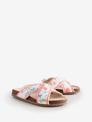 Laura Ashley Coral Pink Cross-Over Scalloped Open Toe Slippers - Image 2 of 6