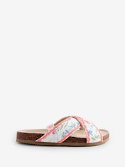 Laura Ashley Coral Pink Cross-Over Scalloped Open Toe Slippers - Image 3 of 6