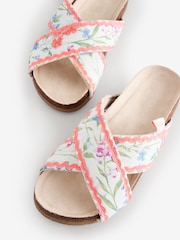 Laura Ashley Coral Pink Cross-Over Scalloped Open Toe Slippers - Image 4 of 6