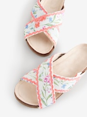 Laura Ashley Coral Pink Cross-Over Scalloped Open Toe Slippers - Image 5 of 6