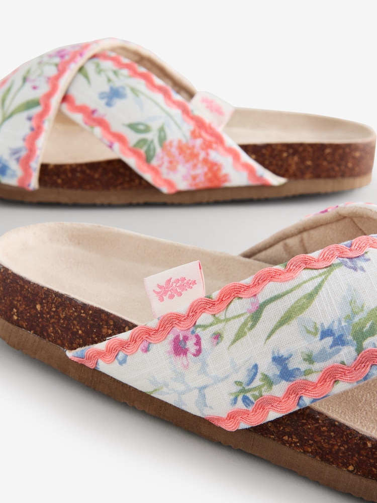 Laura Ashley Coral Pink Cross-Over Scalloped Open Toe Slippers - Image 6 of 6