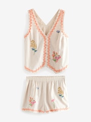 Laura Ashley Ecru Ric Rac Embroidered 100% Cotton Vest Set - Image 6 of 11