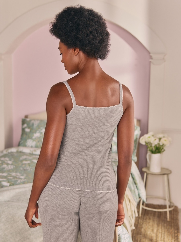 Laura Ashley Charcoal Grey Ribbed Lounge Vest - Image 2 of 4