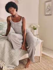 Laura Ashley Charcoal Grey Ribbed Lounge Vest - Image 3 of 4