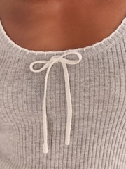 Laura Ashley Charcoal Grey Ribbed Lounge Vest - Image 4 of 4