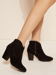 Friends Like These Black Wide Fit Mid Block Heel Western Faux Suede Cowboy Boots - Image 2 of 5