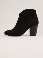 Friends Like These Black Wide Fit Mid Block Heel Western Faux Suede Cowboy Boots - Image 5 of 5