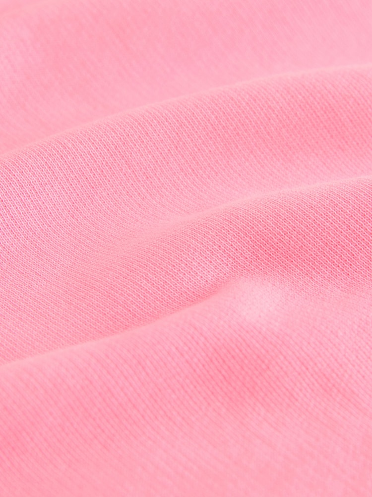 Fluro Pink Raw Hem Detail Washed 100% Cotton Crew Neck Dress - Image 2 of 3