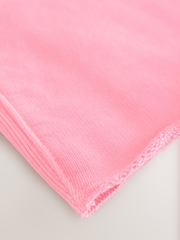 Fluro Pink Raw Hem Detail Washed 100% Cotton Crew Neck Dress - Image 3 of 3