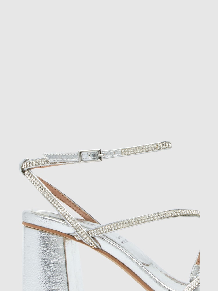 Schuh Silver Sully Embellished Block Shoes - Image 2 of 3 Schuh Silver Sully Embellished Block Shoes - Image 2 of 3