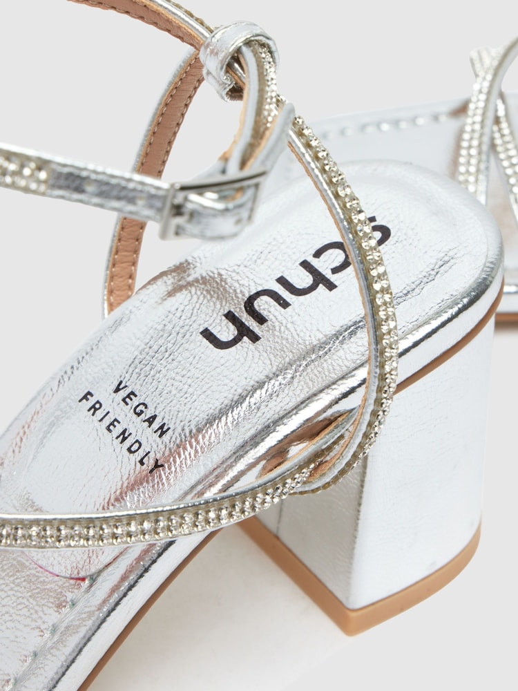 Schuh Silver Sully Embellished Block Shoes - Image 3 of 3 Schuh Silver Sully Embellished Block Shoes - Image 3 of 3