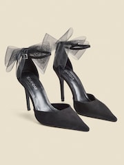 Sosandar Black Bow Detail Ankle Strap Court Shoes - Image 2 of 4