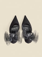 Sosandar Black Bow Detail Ankle Strap Court Shoes - Image 4 of 4