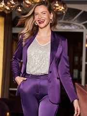 Sosandar Purple Satin Hourglass Blazer - Image 1 of 5