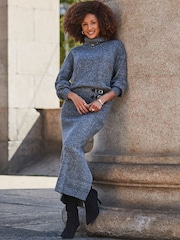 Sosandar Grey Knitted Midaxi Skirt - Image 4 of 5