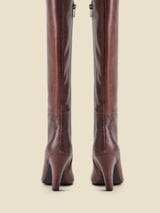 Sosandar Brown Leather Knee High Heeled Boots - Image 3 of 4