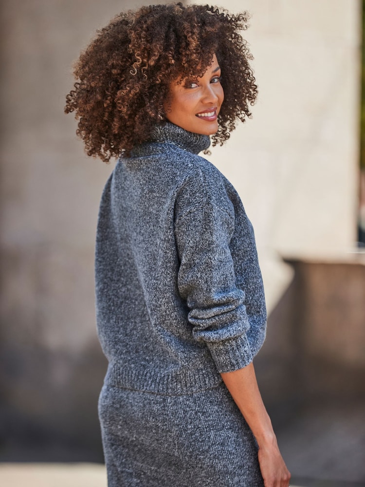 Sosandar Grey Knitted Roll Neck Jumper - Image 5 of 5
