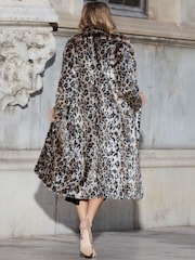 Sosandar Brown Faux Fur Longline Coat - Image 3 of 5