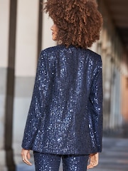Sosandar Blue Sequin Blazer - Image 3 of 5