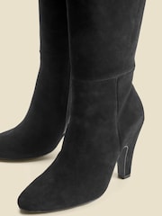 Sosandar Black Suede Knee High Heeled Boots - Image 4 of 4