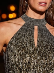Sosandar Gold Plisse Halter Neck Top - Image 5 of 5
