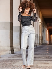 Sosandar Black Sparkle Mesh Bardot Top - Image 2 of 5