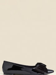 Sosandar Black Patent Ballet Pumps With Velvet Bow - Image 1 of 4