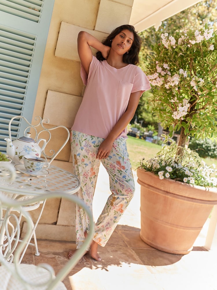 Laura Ashley Elston Garden Cotton Jersey Short Sleeve Pyjamas - Image 1 of 11 Laura Ashley Elston Garden Cotton Jersey Short Sleeve Pyjamas - Image 1 of 11