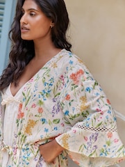 Laura Ashley Cream Elston Garden Light Weight Seer Sucker Robe - Image 4 of 8
