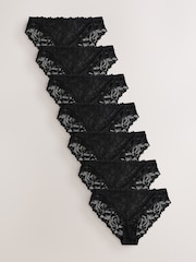 Black High Leg Ultimate Comfort Lace Knickers 7 Pack - Image 1 of 10