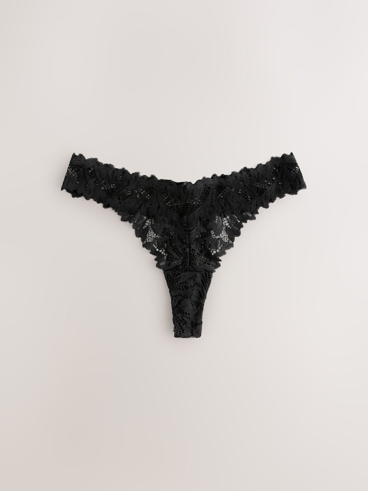 Black Thong Ultimate Comfort Lace Knickers 7 Pack - Image 2 of 10 Black Thong Ultimate Comfort Lace Knickers 7 Pack - Image 2 of 10