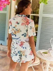 Laura Ashley Rosalind Cotton Linen Scalloped Short Pyjamas Set - Image 3 of 12