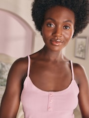 Laura Ashley Mauve Pointelle Cami and Jersey Short Pyjamas Set - Image 3 of 10