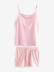 Laura Ashley Mauve Pointelle Cami and Jersey Short Pyjamas Set - Image 6 of 10