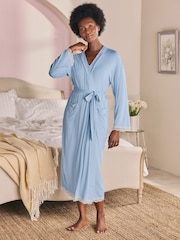 Laura Ashley Blue Modal Lace Trim Robe - Image 1 of 11