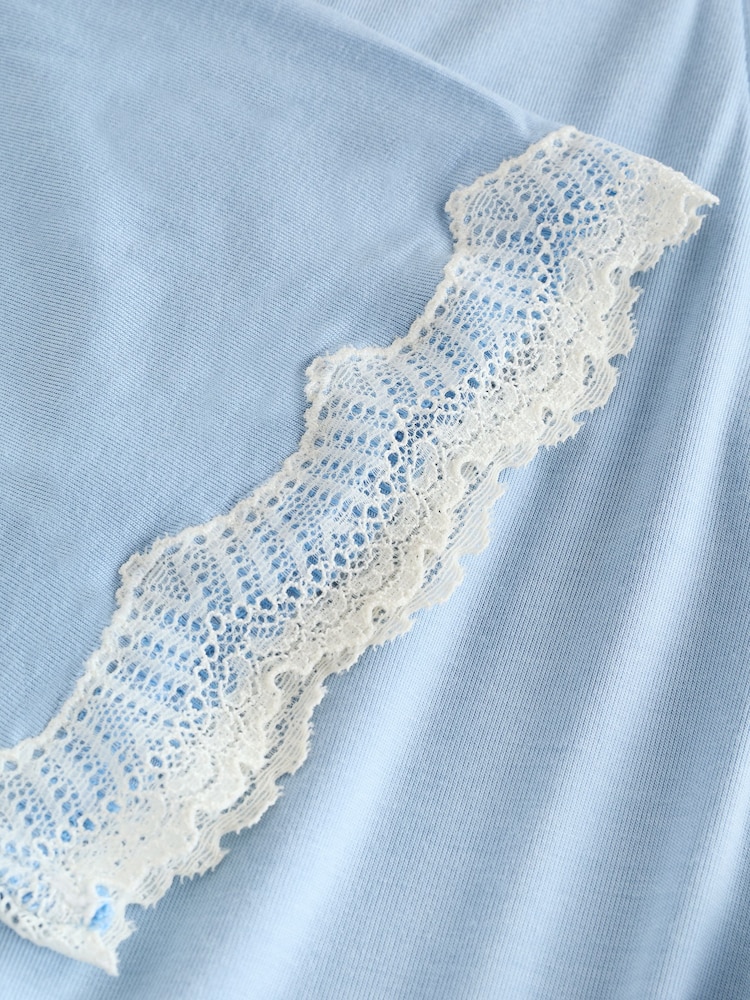 Laura Ashley Blue Modal Lace Trim Robe - Image 11 of 11