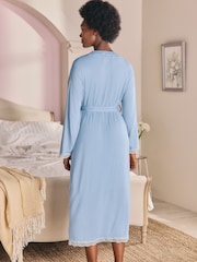 Laura Ashley Blue Modal Lace Trim Robe - Image 2 of 11
