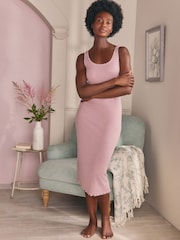 Laura Ashley Mauve Purple Ribbed Lounge Slip Dress - Image 1 of 9