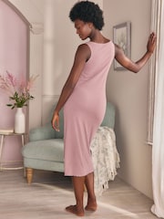 Laura Ashley Mauve Purple Ribbed Lounge Slip Dress - Image 2 of 9