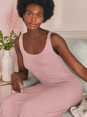 Laura Ashley Mauve Purple Ribbed Lounge Slip Dress - Image 3 of 9