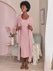 Laura Ashley Mauve Purple Ribbed Long Line Lounge Cardigan - Image 1 of 11