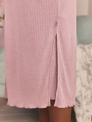 Laura Ashley Mauve Purple Ribbed Long Line Lounge Cardigan - Image 6 of 11