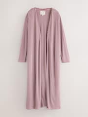 Laura Ashley Mauve Purple Ribbed Long Line Lounge Cardigan - Image 8 of 11