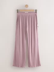 Laura Ashley Mauve Ribbed Wide Leg Lounge Trousers - Image 5 of 7