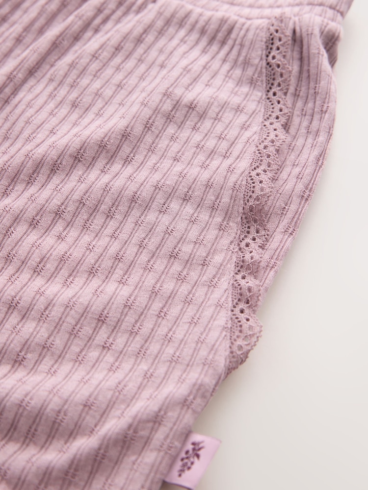 Laura Ashley Mauve Ribbed Wide Leg Lounge Trousers - Image 7 of 7